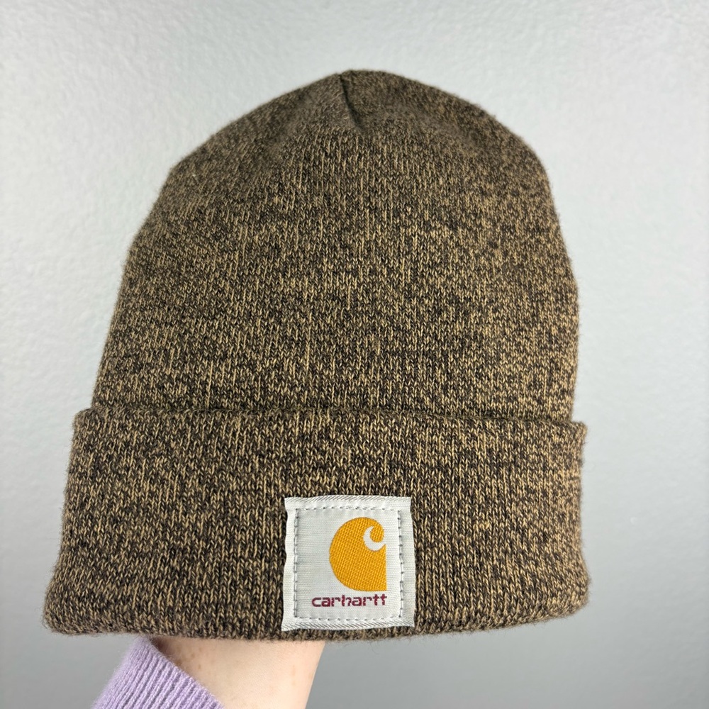 Carhartt Men’s Knit Cuffed Beanie - Dark Brown/Sandstone